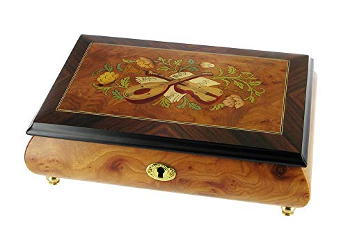 Lutèce Créations Wooden musical jewellery box/music box for jewels with musical instruments inlay and 18-note wind up musical mechanism - La vie en rose (Louiguy/Edith Piaf)