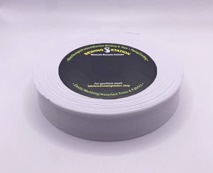 Cinta BIAS de polialgodón doble plegable de 1" 25 yardas (blanco)
