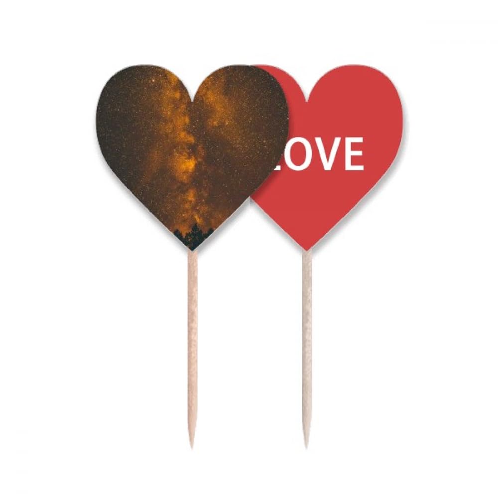 Cure-dents drapeau Love Heart orange et noir avec motif Art Deco pour décoration de gâteau