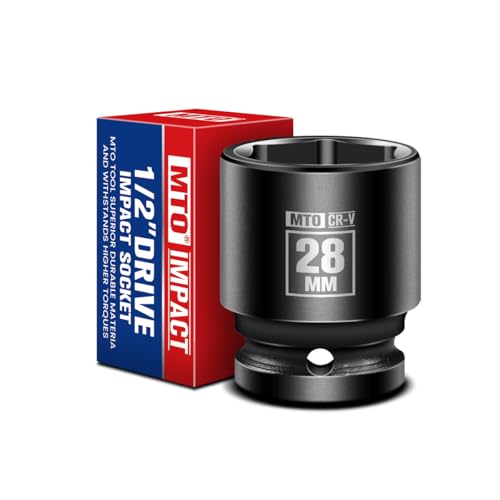 Image of MTO 1 /2 inch Drive 28mm Shallow Impact Socket, 6-Point Metric Socket for Automotive Maintaince, CR-V Steel Meets ANSI Standards