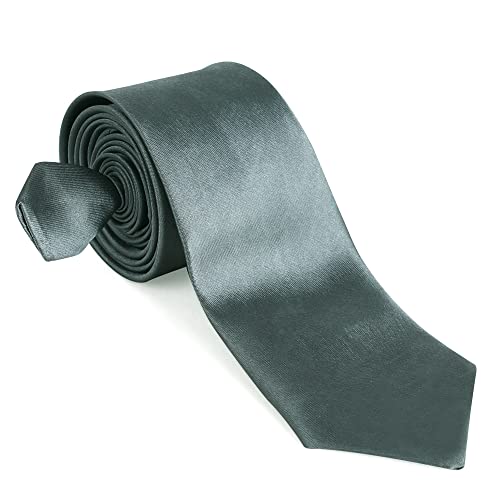 Image of Men's Satin Slim Necktie for Formal Wear | Premium Solid Tie for Office, Wedding, Business Meetings, Party & Interview | Stylish Silk Feel Neck Tie for Men with Pocket Square