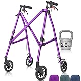 Vive Mobility Lightweight Walker for Seniors - Narrow, Folding Walker w/Wheels for Small & Tight Spaces - Light Weight for Balance, Compact Doorways, Foldable - Portable & Collapsible for Travel