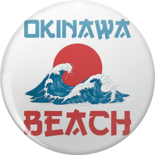 Okinawa Beach Japan Sunset Wave Retro Vintage Travel Japanese Art Style Pin Lapel Pin Brooch Steel Pins Badge 0.75"