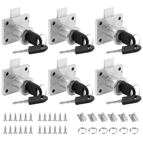 Set di 6 lucchetti per mobili da 22 mm con chiave, serratura di sicurezza, armadietto in acciaio inox con chiave, serratura per mobili, armadietti, cassetti