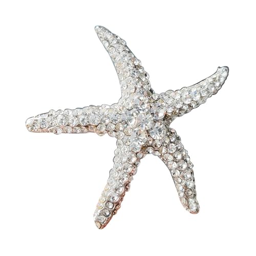 Image of WCRAZYE Rhinestone Starfish Brooch Pin for Women Men Gold Plated Elegant Crystal Shell Star Shaped Ocean Sea Animal Brooches Lapel Pins Delicate Wedding Beach Party Dress Accessories