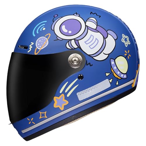Casco Integral De Motocicleta para Niños con Visera Bonito Casco Infantil Apto para Scooters Y Motocicletas Cuatro Orificios De Ventilación Diseño Ligero Homologado por ECE F,(46-52CM)
