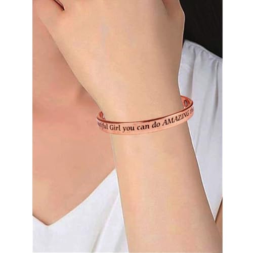 Touchstone Inspirational Copper Engraved Magnetic Bracelets for Women-Personalized Jewelry Gifts for Best Friend/Mom/Daughter/Sister - Adjustable Bracelet. Motivational Message2