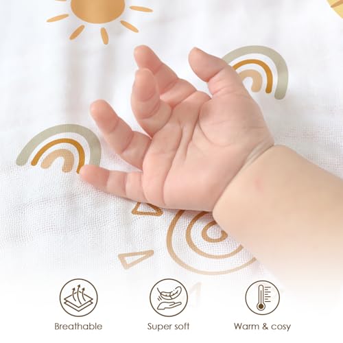 Image of Sun Baby Blankets for Boys Girls, Soft Nursery Minky Blankets with Muslin and Dotted Fleece Back 30x40 inches, Receiving Bed Quilt for Newborn, Infants, Toddlers