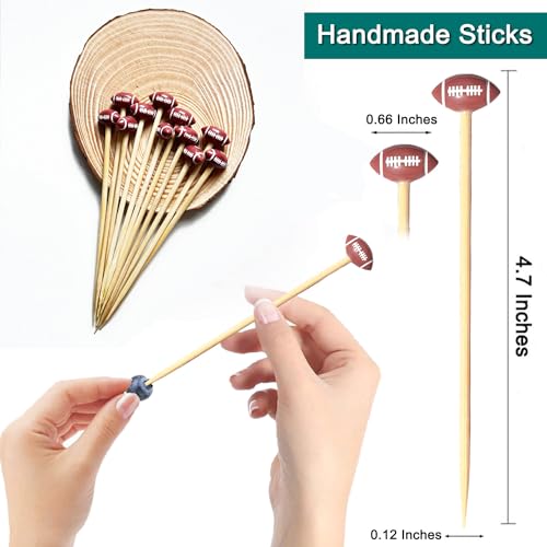 Football Picks, Football Cocktail Picks,100pcs 4.7inch Football Toothpicks for Appetizers, Fruit Sandwich Skewers Dessert Sticks for Rugby Ball Super Bowl League Sports Catered Events Party Supplies - Image 4