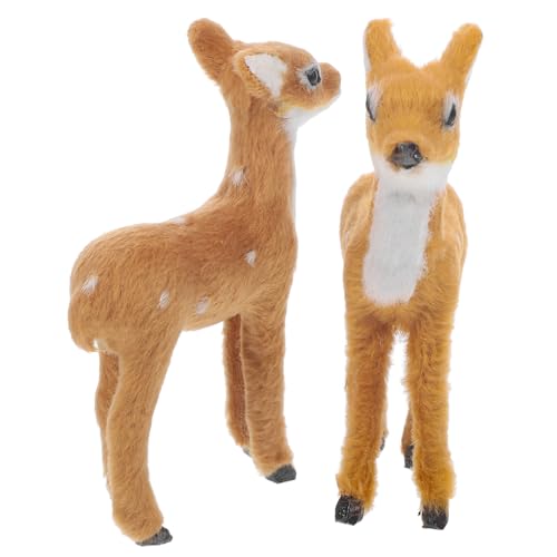 Zerodeko 6pcs Reindeer Figure Deer Soft Toy Plush Deer Home Decoration Adorable Craft Animal Ornament