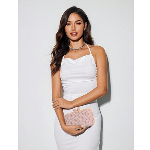 Image of Women Straw Clutch Purse Handwoven Summer Evening Bag Beach Straw Handbag Wedding Party Clutch Bag Wicker Purse