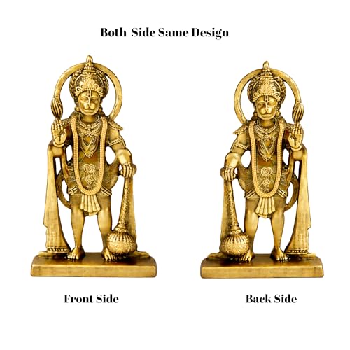 Image of Unique Dual Sided Design Hanumanji Blessing Idol with 10 cm Height for Car Dashboard,Mandir,Desk,Home Decor | Divine Bajrangbali Statue for Gifting| (Golden) (Pack of 01)