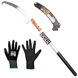 Im Set mit dem Astschneider mit Teleskopstange sind praktische Gartenhandschuhe enthalten. Hersteller der Teleskop-Säge: Bradas