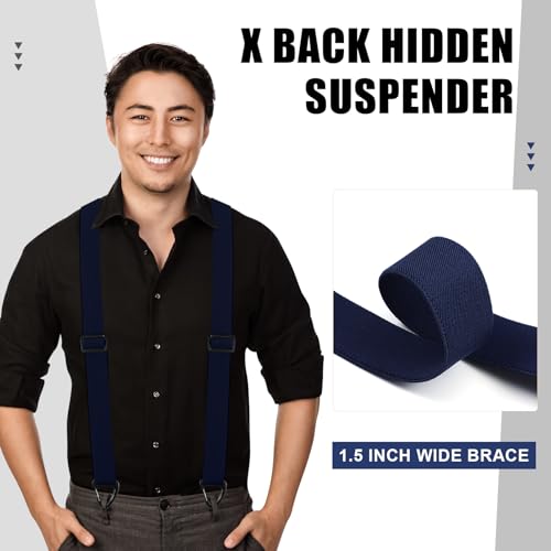 Image of Janmercy 2 Pcs X Back Hidden Suspenders for Men