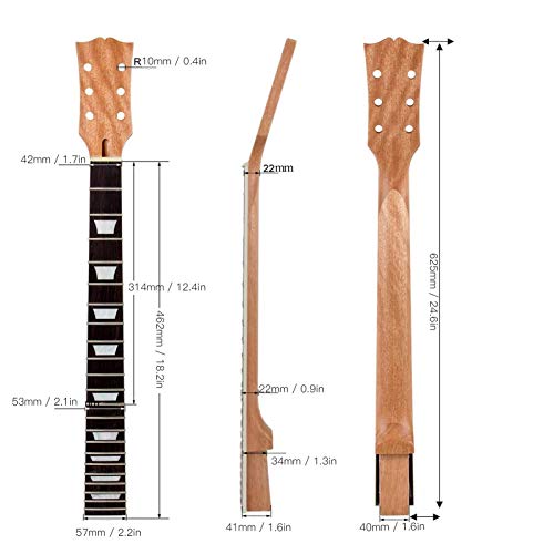 Electric Guitar Neck Fretboard, 22 Frets Wooden Guitar Fretboard With Inlay Compatible With Les Paul Lp Electric Guitar #TOP5