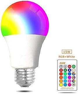 WANGPEI E27 RGB LED Coloured Light Bulb,15W Colour Changing Dimmable Edison Screw lamp with IR Remote Control,16Colours Mood Lights for Home,Party,Bar,Disco KTV,Stage Effect Lights Etc AC85-265V 1pack