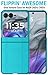 Case with Clip for Motorola RAZR (2024/2025) Flip Phone, Nakedcellphone Textured Slim Hard Shell Cover and [Rotating/Ratchet] Belt Hip Holster Holder Combo - Teal Aqua Mint
