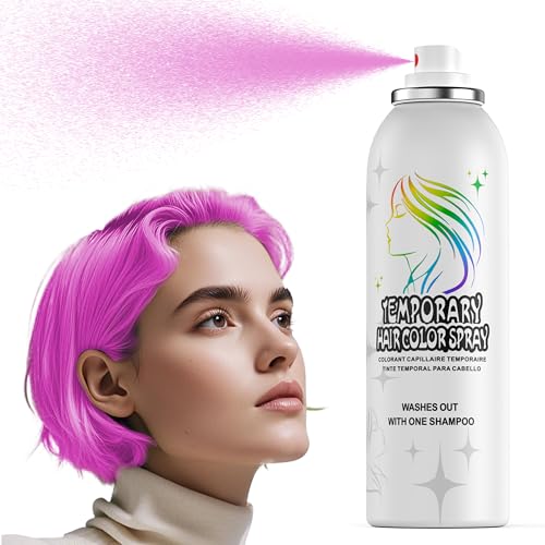 Spray de coloración temporal rosa para el cabello, fórmula suave, lavable y no pegajoso, alternativa de color instantáneo para adultos, Halloween, disfraces, maquillaje de fiesta, 150 ml