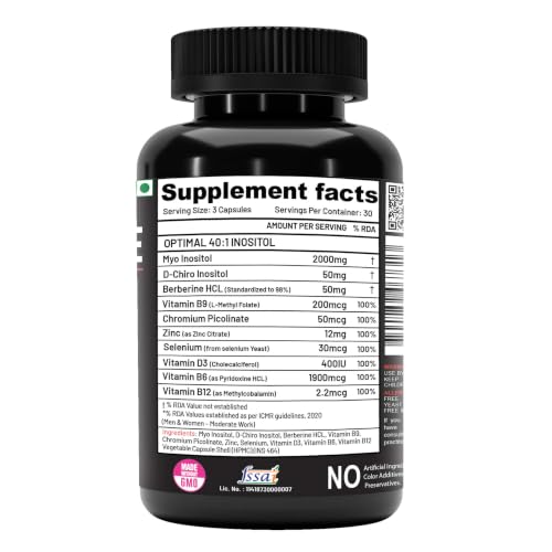 Image of NutriJa PCOS Supplement for Women - Myo-Inositol 2000mg & D-Chiro Inositol 40:1 with Berberine - Supports Hormonal Health, Women's Wellness & Metabolic Support - 90 Veg Capsules