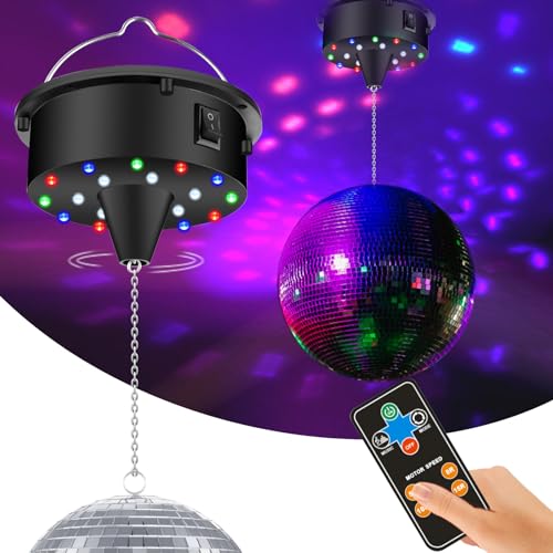 Moteur Rotatif Pour Boule Disco Avec Télécommande - Vitesse Réglable 5-10 Tr/min, 23 LEDs RGBW - Alimentation USB Ou Piles