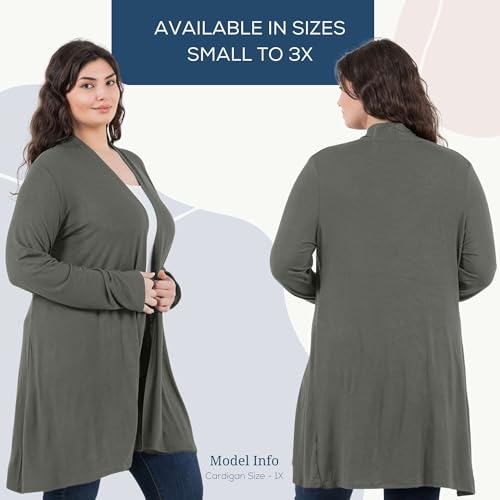 Image of Azules Long Sleeve Womens Cardigan, Flowy Longer Rayon Sweater Lightweight Cardigan for Casual or Dressy Outfits