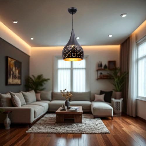 Image of GreyWings Modern Black Dome Laser Cut Hanging Pendant Light for Ceiling - Aluminium, Drop, Antique Decor,(Bulb is not Included) Big Pack of 4