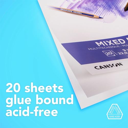 Canson Bloco de mídia mista de graduação, dobrável, 23 x 30 cm, 20 folhas | Papel de artista para ad