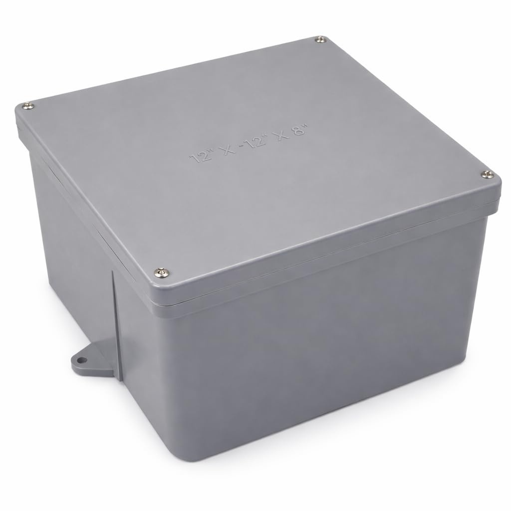 Non-Metallic Underground Terminal Junction Box – Gray, Watertight Seal – PJB Plastic/Fiberglass Blend 4 Pack, 8" x 8" x 6"