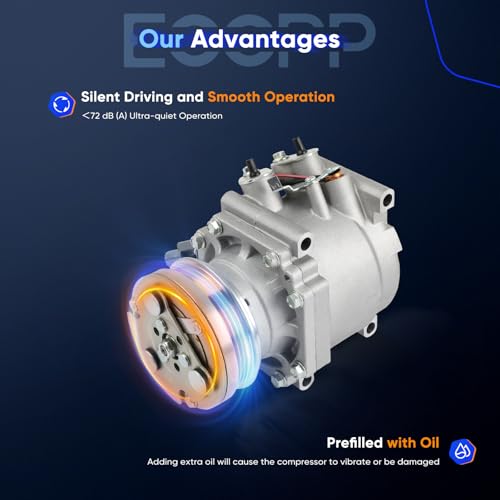 Image of ECCPP AC Compressor 1992-1993 for Honda Civic 1.5L 1.6L | Fast Cooling Air Conditioning Compressor