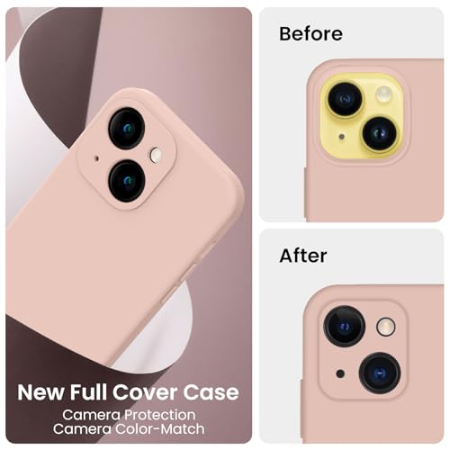 Image of FireNova Designed for iPhone 14 Case, Silicone Upgraded [Camera Protection] Phone Case, Soft Anti-Scratch Microfiber Lining Inside, 6.1 inch, Pinksand