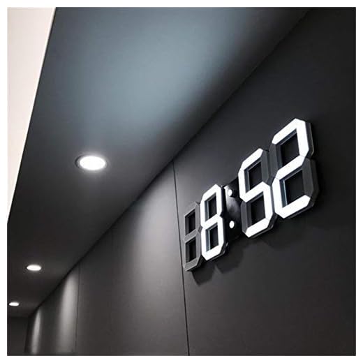thumbgeek 3D LED väggklocka modern digital väckarklocka display hem kök kontor bord bord natt väggklocka 24 eller 12 timmars display