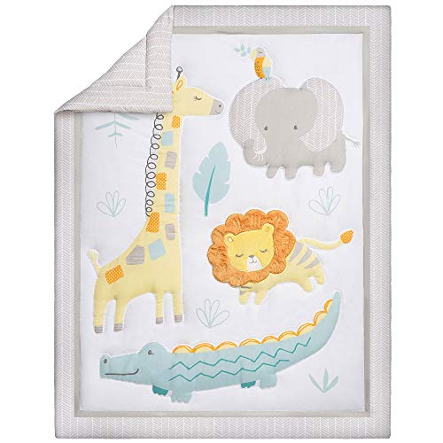 Sammy & Lou Jungle Pals Safari Animal Theme Neutral 4 Piece Baby Crib Bedding Set, 4 Pc Set #TOP1