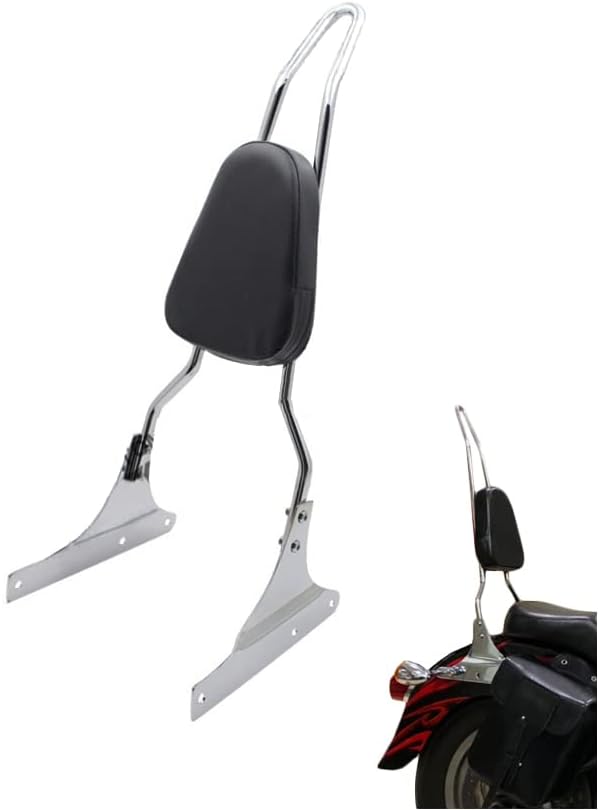 Backrest Sissy Bar With Comfortable Pad Compatible with Harley Heritage Softail FLSTC/Springer FLSTS 1997-2017 (Chrome)