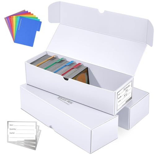 Fabmaker Trading Card Storage Box, 3-Pack·1000 Count Card Storage Box with Dividers and Labels, Card Organizer for Collection, Trading Card Holder for Collector, 12 INCH