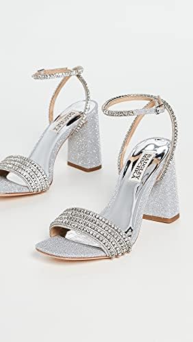Badgley Mischka Women's Becca Heeled Sandal, Silver Textile, 10 | Image 1