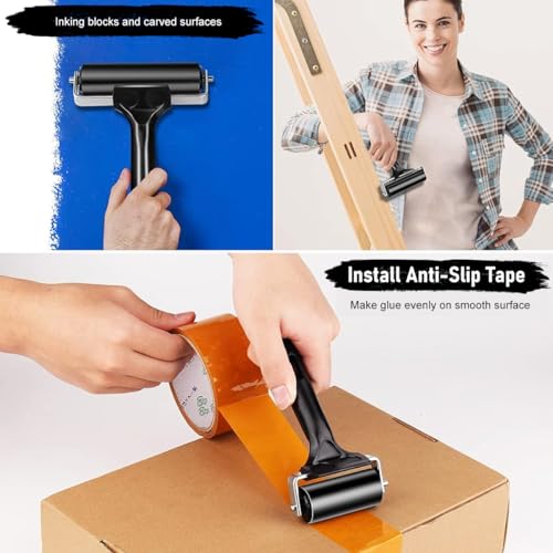 Image of Serplex 2Pcs Inking Plates Rollers 2.36 inches / 3.94 inches Art Crafting Ink Roller Printmaking Rubber Roller Reuseable Art Printmaking Rubber Roller for Inking Plates, Monoprinting