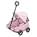 Drfeify Foldable Pet Stroller, Strolling Cart Pet Carrier with Canopy 3 Step for Small Dogs Cats Groceries Camping Gear (Pink)