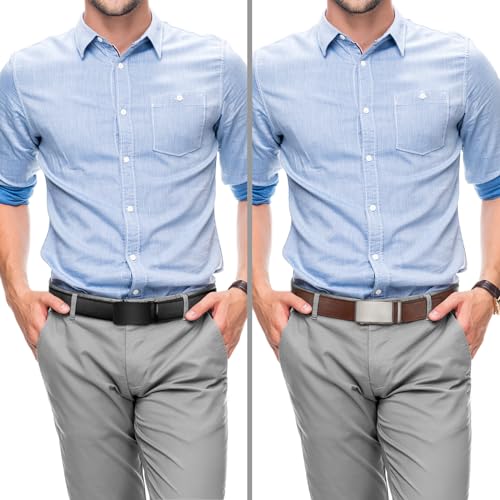 Image of Zitahli Leather Ratchet Belt for Men - 2 Pack Mens belt,Customizable Fit