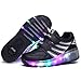 Unisex Kids LED Roller Schuhe Single Wheel Roller Skate Schuhe Jungen Kinder Turnschuhe Mädchen Trainer Skateboard Schuhe,Black-35