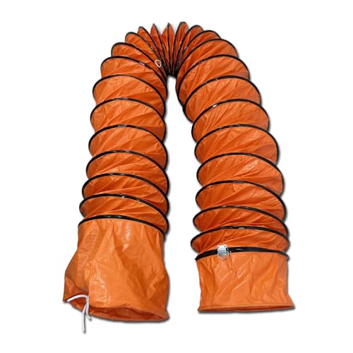 16FT PVC Flexible Duct Hose 12 Inch Duct Hosing with Adjustable Rope for Utility Blower Exhaust Fan Ducting Hose Folding exhaust duct Easy Storage【12 In*16Ft】