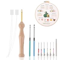 12 Stück Punch Needle Set, Einstellbare Stickerei StanznadelWerkzeug mit Ersatz Nadel Rohre Punch Needle Starter Kit Punch Needle Kit Stickerei Set für Stickerei Kreuzstich Anfänger
