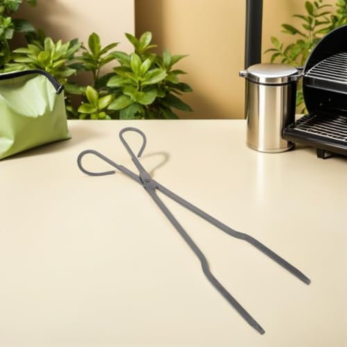 TOMETURE Szczypce Do Kominka z Grubego Żelaza Ergonomiczne Chwytaki Do Drewna Opałowego Odporne Wysoką Temperaturę Wygodne Grillów