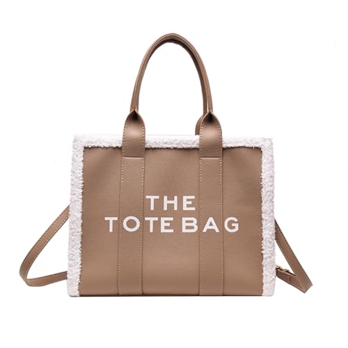 JQAliMOVV The Tote Bags for Women - Personalized Leather Tote Bags Large Top-Handle Crossbody Tote Bag Handbag for Travel Work (Khaki)