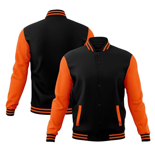 Image of KXK Men's Fashion Varsity Jacket Causal Cotton Letterman Baseball Bomber Jacket Lightweight Coat