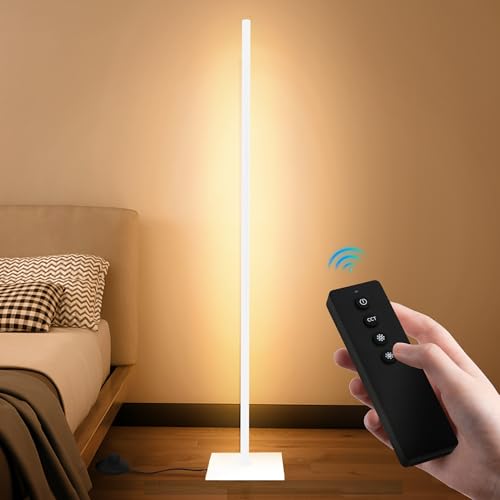 Wio Mio LED調光 ワイヤレス 調色 リモコン付きフロアランプ 間接照明 スタンドライト 12W 無段階調光 フロアスタンドランプ 120cm シンプル スタンドライト 室内照明 おしゃれ 北欧フロアランプ 便利な照明 寝室の間接照明 玄関照明 (ホワイト)