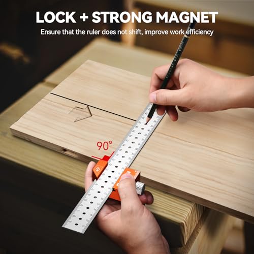 Carpenter Square Tool, Preciva Combination Set Squares 12 Inch/300mm, 45 90 degrees Stainstainless Steel Engineer Angle Ruler Slider Ruler Carpentry Measuring Tool for Woodworking, Marking 4 Carpenter Square Tool, Preciva Combination Set Squares 12 Inch/300mm, 45 90 degrees Stainstainless Steel Engineer Angle Ruler Slider Ruler Carpentry Measuring Tool for Woodworking, Marking - Image 4