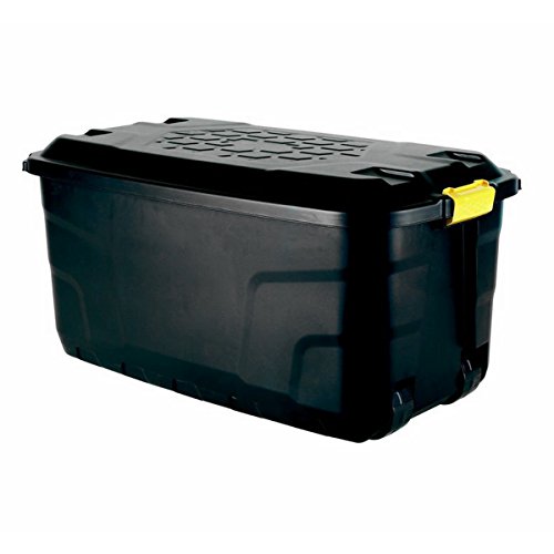 Strata Extra Large Plastic Mobile Heavy Duty Storage Garden Trunk Wheeled Tool Box 145 Litre