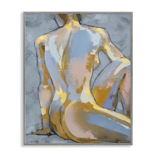 Modern Blue Brushed Nude Portrait, 16 x 20 Inch Framed Giclée Print