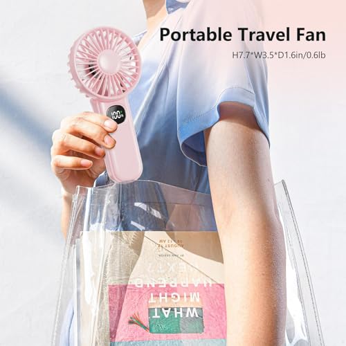Xigmer Portable Fan, Handheld Fans 2-Pack, Mini Fan 5 Adjustable Speeds with Lanyard, Rechargeable Fans 180° Foldable for Makeup,Travel -Pink & Purple by xigmer - Image 6