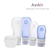 AusKit Leak Proof Travel Bottles Set, 4 Refillable TSA Approved Silicone Travel Containers For Liquids with Silicone Cream Jar and Clear EVA Toiletry Case